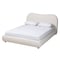 Baxton Studio Maya Mid-Century Modern Cream Boucle Fabric and Oak Brown Finished Wood Queen Size Platform Bed 228-13067-ZORO - alternate 1